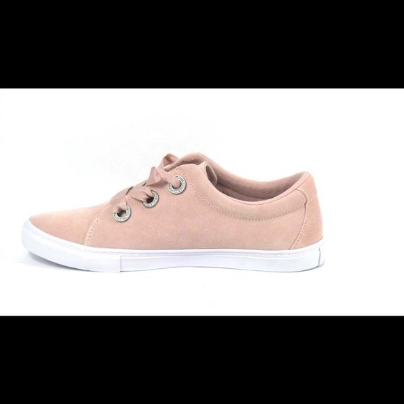 Isaac Mizrahi Live! SOHO Grosgrain Lace-Up Suede Sneakers Blush - Medium - Picture 3 of 5